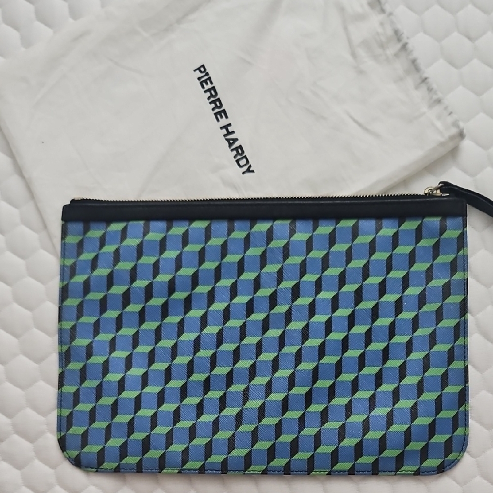 Pierre Hardy Blue and Green Geometric Zip Pouch